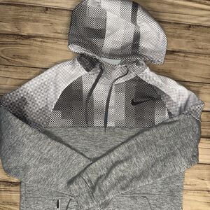 Mens Nike Dri-Fit Gray White Marled Hoodie Pullover Sweatshirt Medium
